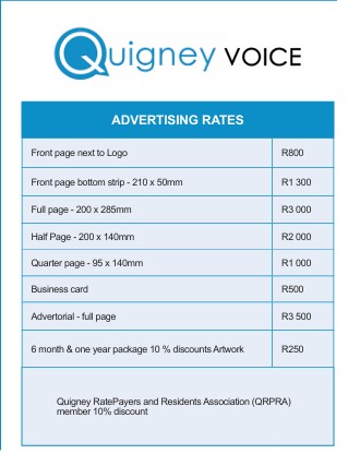 Quigney Voice Advertising Rates