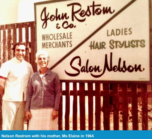 Nelson Restrom with his mother, Ms Elaine in 1964